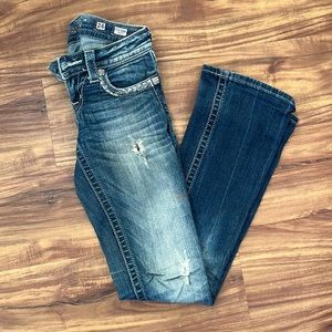 Miss me boot cut jeans with sequin feather detail